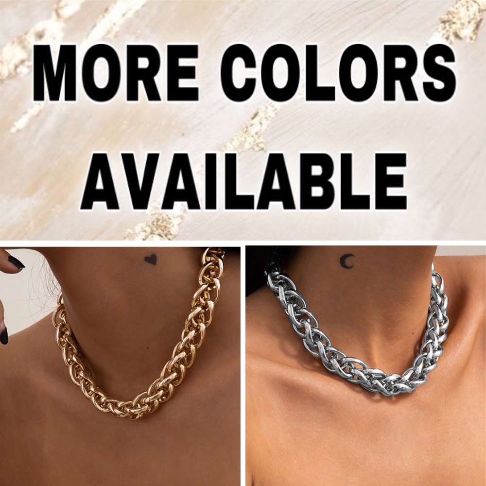 ⚜️[𝟯𝟬%𝗢𝗙𝗙|𝗯𝘂𝗻𝗱𝗹𝗲𝘀 𝟯+]⚜️Big Link Silver Braided Choker NEW - Picture 9 of 10